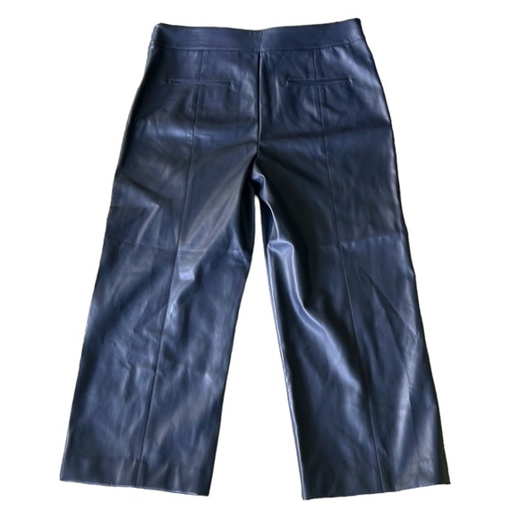 NWT Ann Taylor High Waist Easy Straight Cropped Navy Blue Faux Leather Pants  14 - Picture 6 of 11